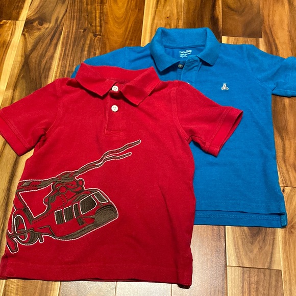 Boys Size 3 Polo Shirt Bundle of 2: Gymboree Red with Helicopter & GAP Dark Teal - Picture 1 of 8